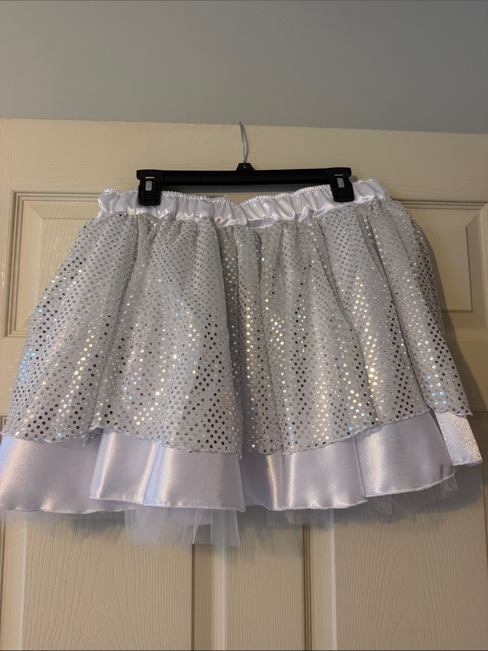 NWOT Silver Sequin Tulle Mini Running Skirt - by Enchanted Athletics